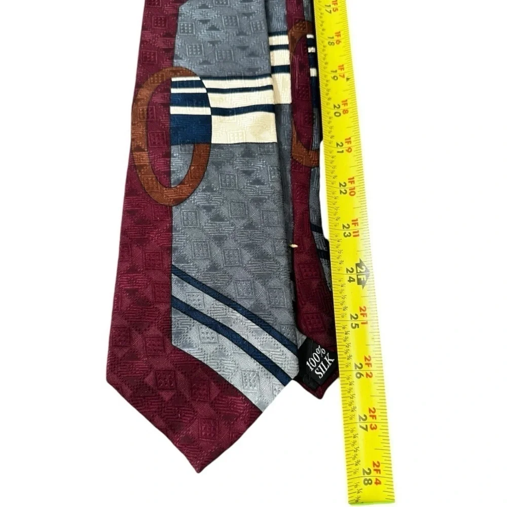 Oscar de la Renta 100% Silk Geometric Striped Abstract Tie Vintage Avant Garde
